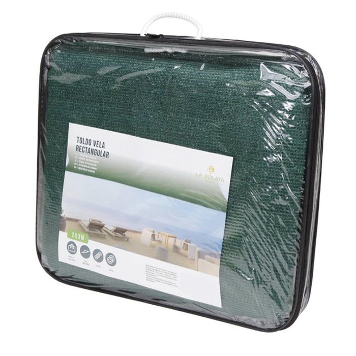 Trade Shop - Vela Tenda Rettangolare Parasole Protezione Sole Ombra Giardino 2x3 Mt Verde 017031 -