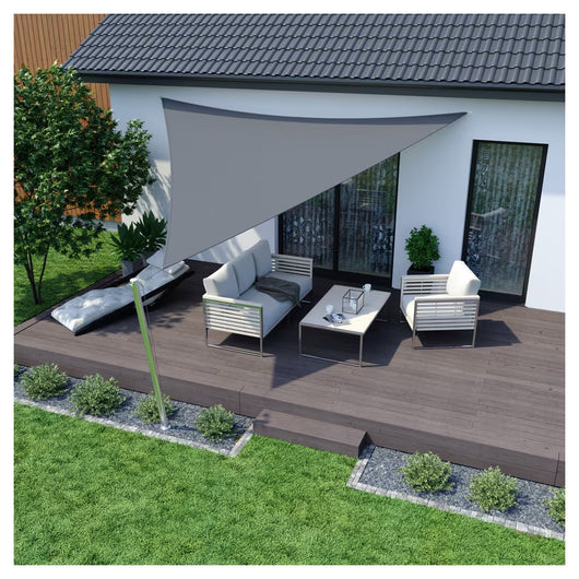 Trade Shop - Vela Tenda Triangolare Parasole Protezione Sole Ombra Giardino 5x5x5 Mt Grigio 222570 -