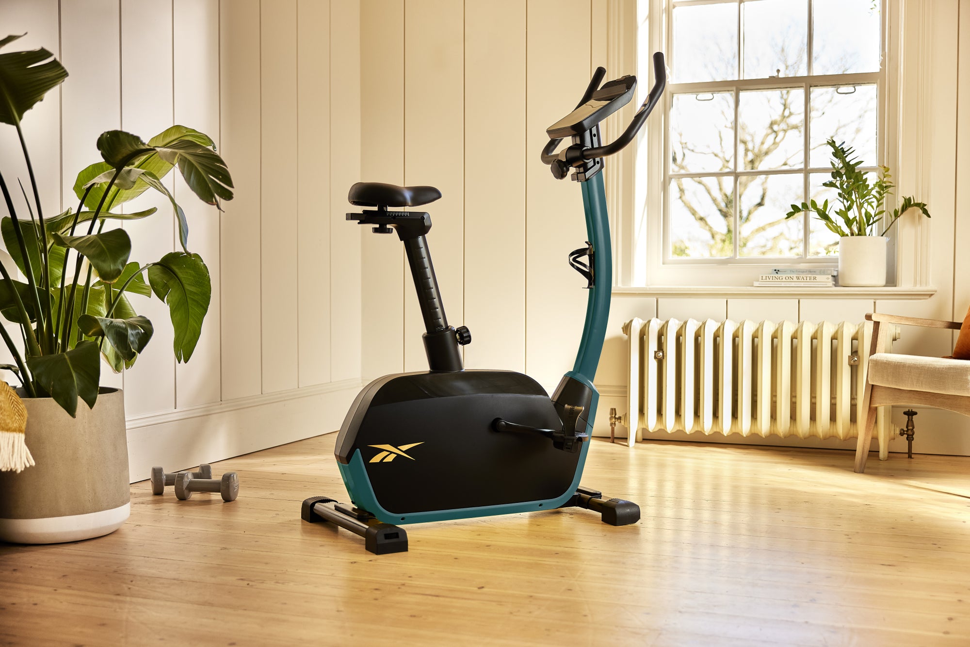 Vélo de Fitness Ergomètre - Reebok - Maison/Appartement - Modèle FR30 - Roue d'inertie 9 KG - Ecran tactile LED