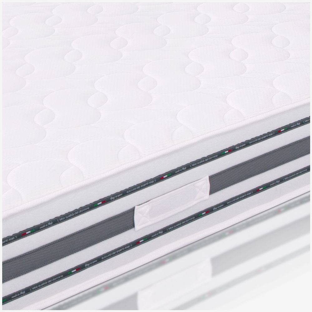 Materasso Alla Francese 140x195 cm a Molle Bonnel e Memory, alto 26 cm - Box System, Traspirante | Rubino