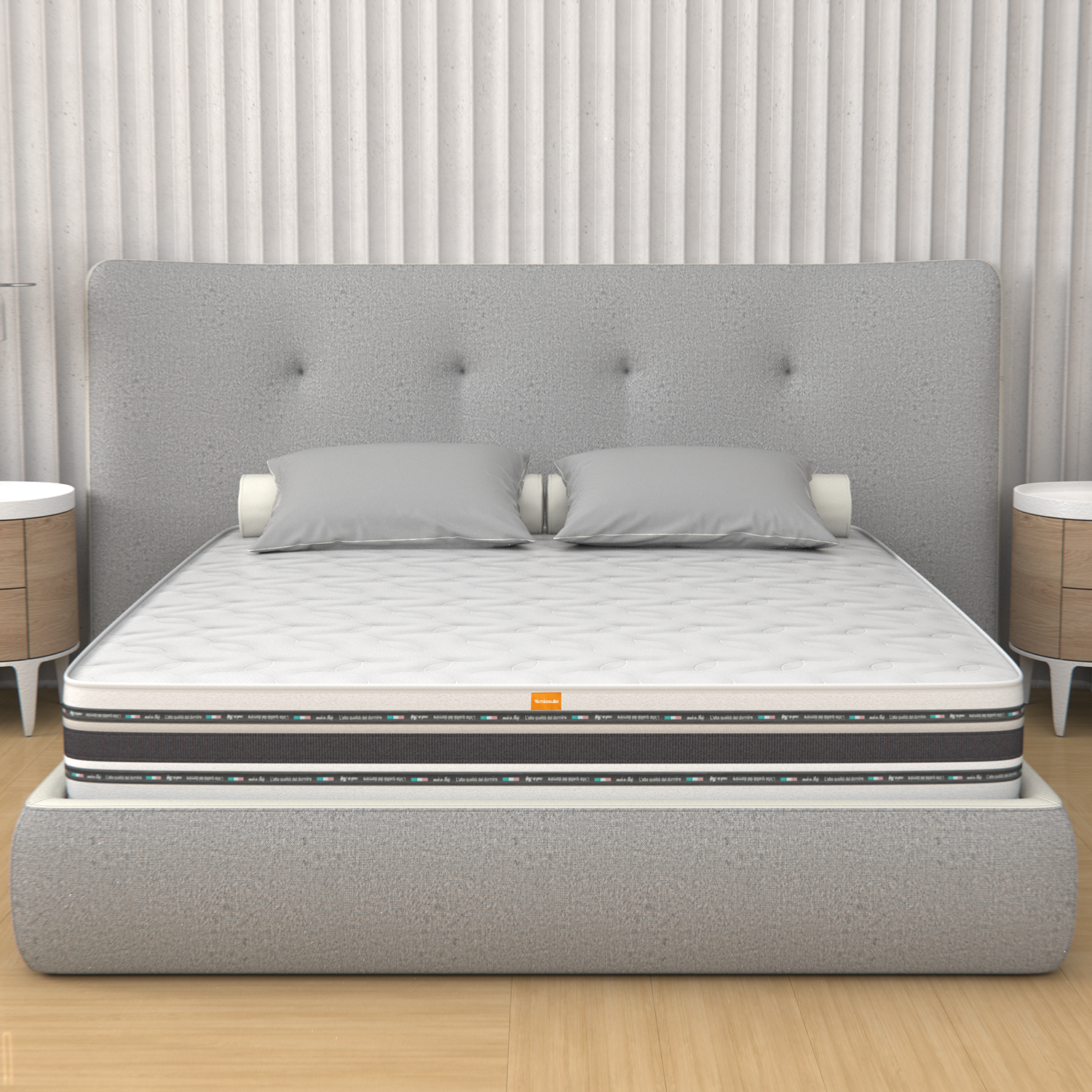 Materasso Singolo 90x200 cm a Molle Bonnel e Memory, alto 26 cm - Box System, Traspirante | Rubino