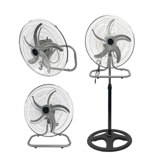 Trade Shop - Ventilatore 3in1 A Piantana Tavolo Muro 50cm 65 Watt Con 5 Pale 3 Velocità 6057002ml -