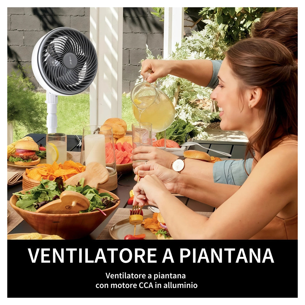 Trade Shop - Ventilatore A Piantana 90 W Con Motore Cca 3 Velocità Altezza 100cm 5 Pale Da 10" -