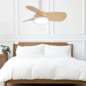 LÚZETE - VENTILATORE A SOFFITTO LED 17W REGOLABILE MOTORE DC LEGNO CHIARO SIERRA