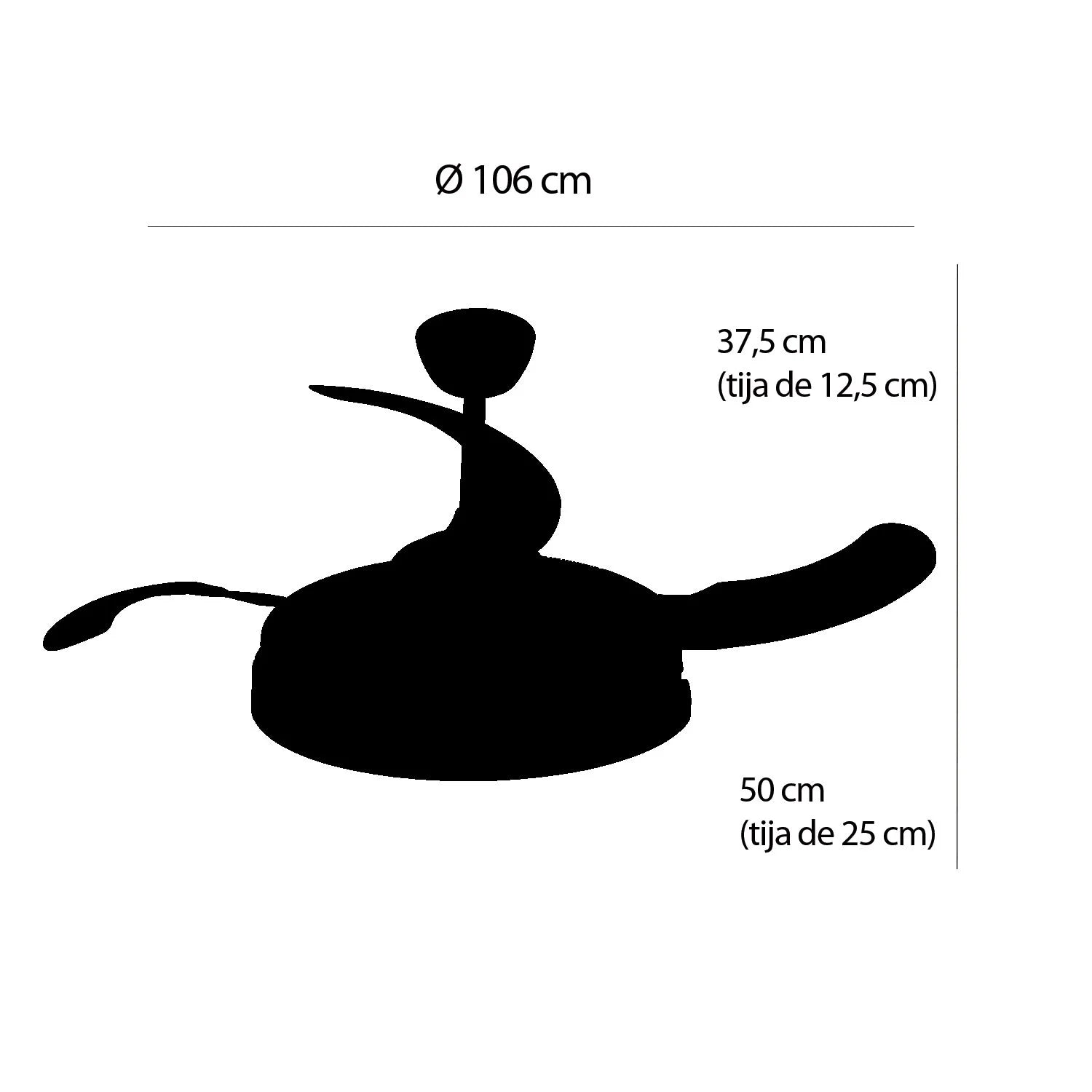 LÚZETE - VENTILATORE A SOFFITTO LED 35W REGOLABILE CON 4 PALETTE RIENTRANTI BURLINGTON