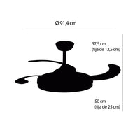 LÚZETE - VENTILATORE A SOFFITTO LED 38W REGOLABILE 4 PALE PIEGHEVOLI HANOI