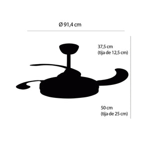 LÚZETE - VENTILATORE A SOFFITTO LED 38W REGOLABILE 4 PALE PIEGHEVOLI HANOI