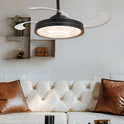 LÚZETE - VENTILATORE A SOFFITTO LED 38W REGOLABILE 4 PALE PLIABILI WELLINGTON