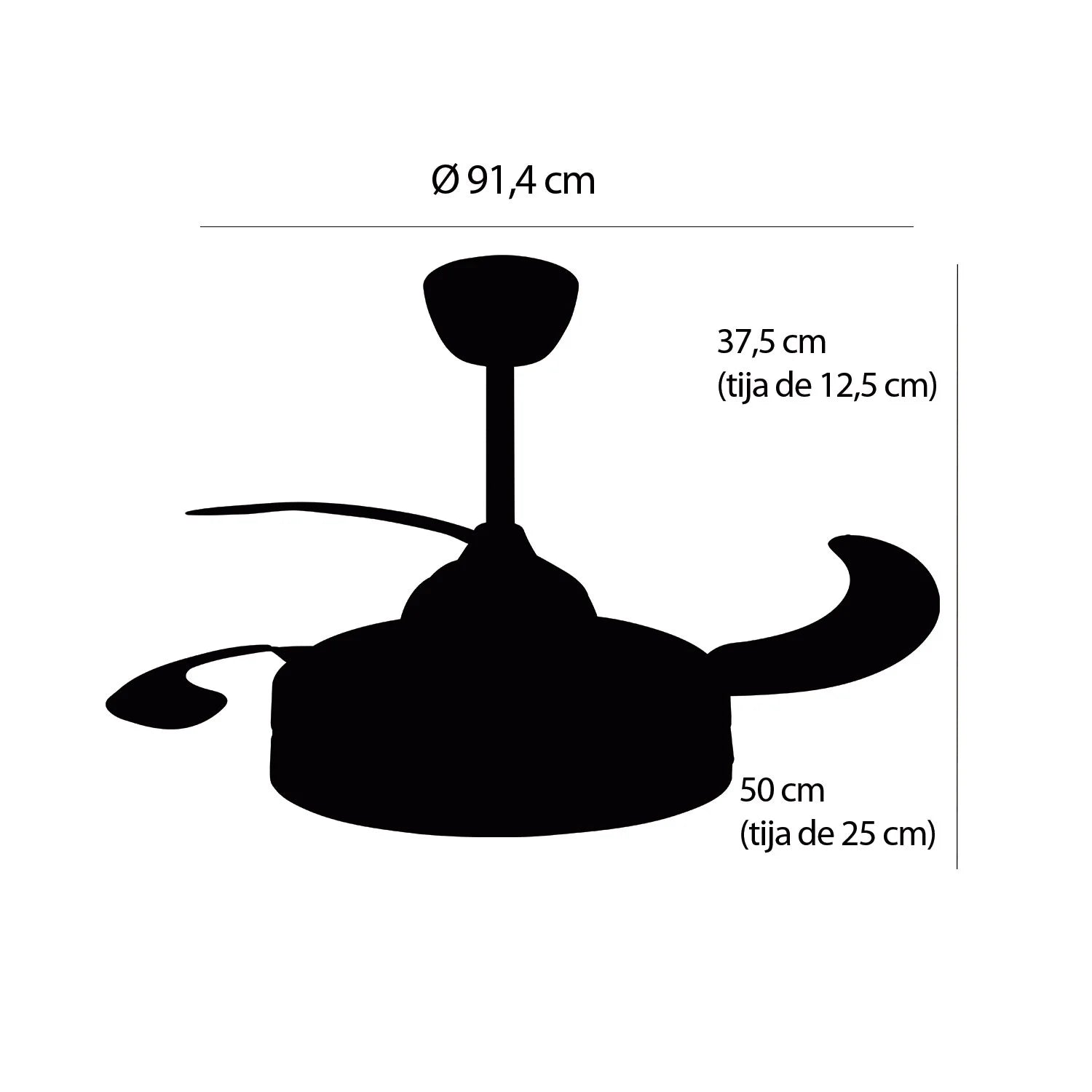 LÚZETE - VENTILATORE A SOFFITTO LED 38W REGOLABILE CON 4 PALE PIEGHEVOLI SKYLER