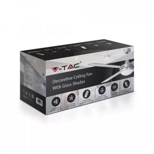 VENTILATORE DA SOFFITTO 35W CON PORTALAMPADA PER LAMPADINE LED E27 E TELECOMANDO - SKU 7918 - V-TAC