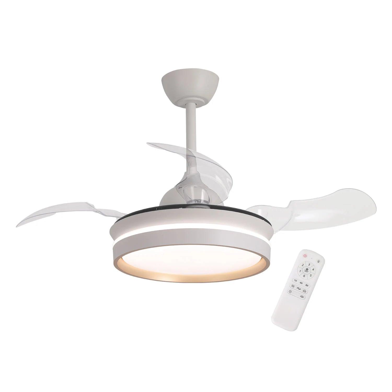 LÚZETE - VENTILATORE DA SOFFITTO CON LUCE LED 24W REGOLABILE MOTORE DC BIANCO CASCADE