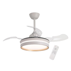 LÚZETE - VENTILATORE DA SOFFITTO CON LUCE LED 24W REGOLABILE MOTORE DC BIANCO CASCADE