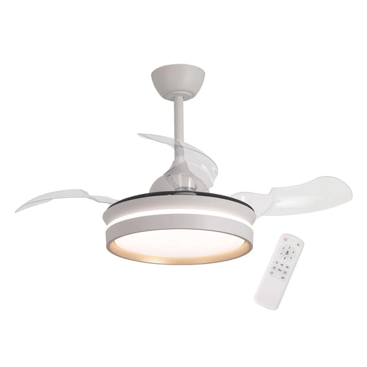 LÚZETE - VENTILATORE DA SOFFITTO CON LUCE LED 24W REGOLABILE MOTORE DC BIANCO CASCADE