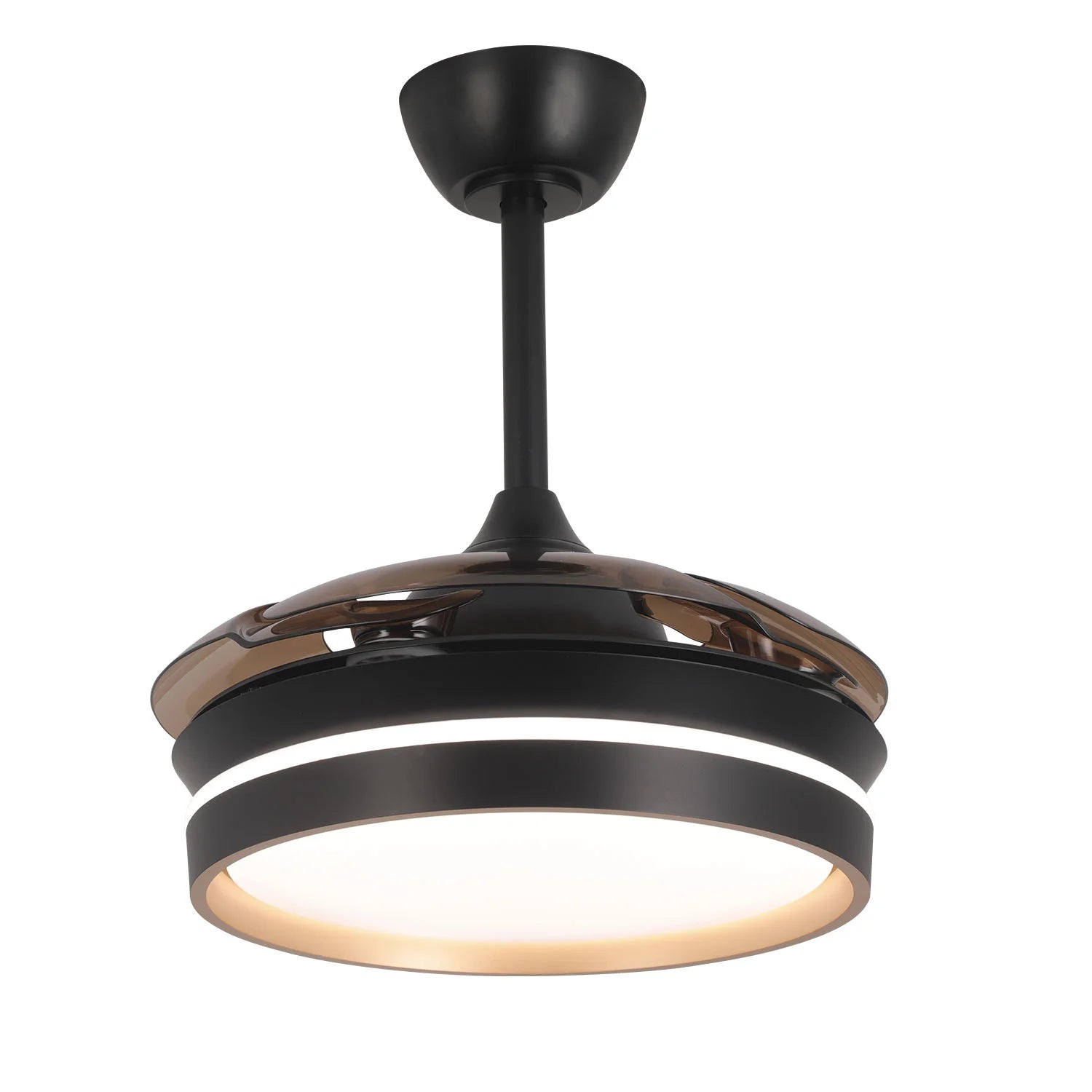 LÚZETE - VENTILATORE DA SOFFITTO CON LUCE LED 24W REGOLABILE MOTORE DC NERO CASCADE