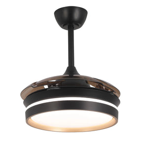 LÚZETE - VENTILATORE DA SOFFITTO CON LUCE LED 24W REGOLABILE MOTORE DC NERO CASCADE