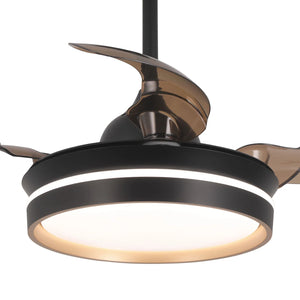 LÚZETE - VENTILATORE DA SOFFITTO CON LUCE LED 24W REGOLABILE MOTORE DC NERO CASCADE