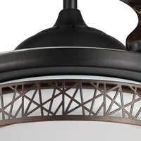 LÚZETE - VENTILATORE DA SOFFITTO CON LUCE LED 32W 4 PALE PLEGABILI FORREST MARRONE