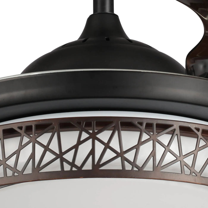LÚZETE - VENTILATORE DA SOFFITTO CON LUCE LED 32W 4 PALE PLEGABILI FORREST MARRONE