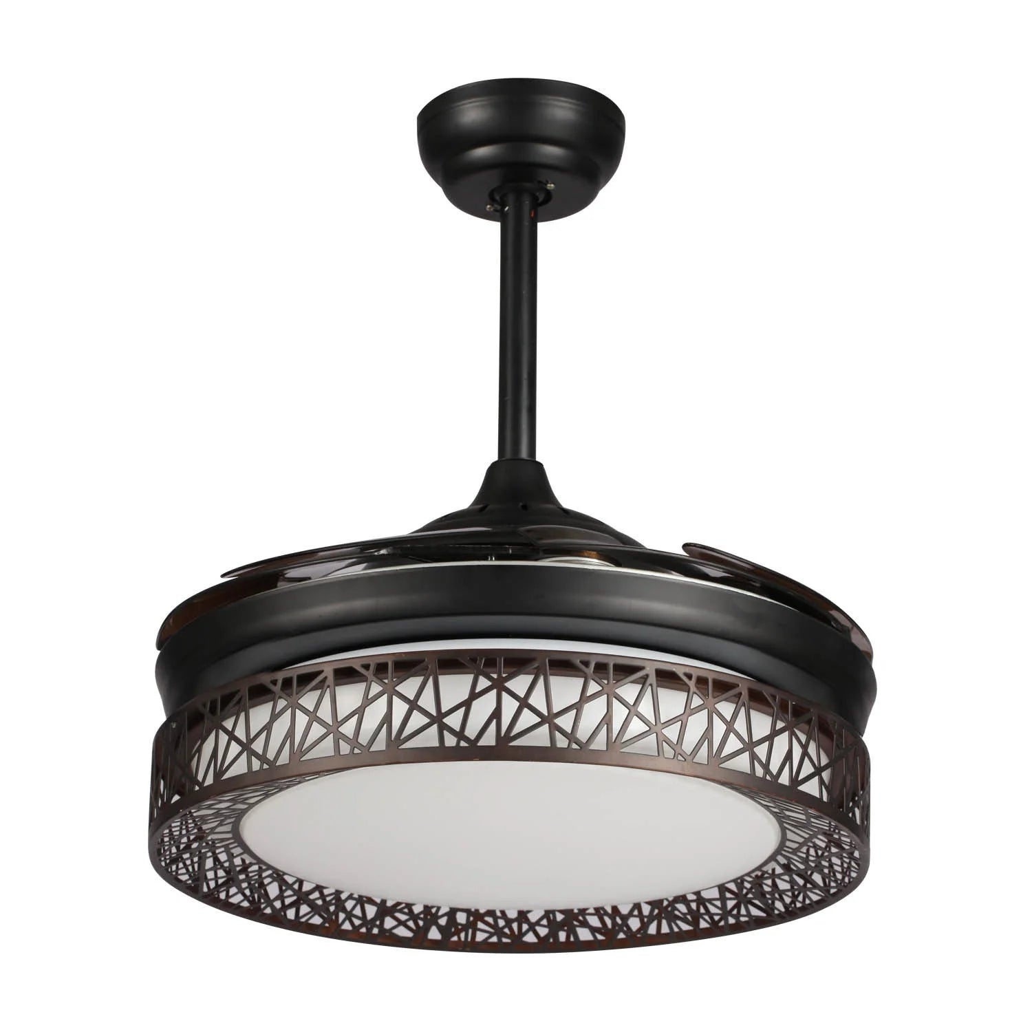 LÚZETE - VENTILATORE DA SOFFITTO CON LUCE LED 32W 4 PALE PLEGABILI FORREST MARRONE