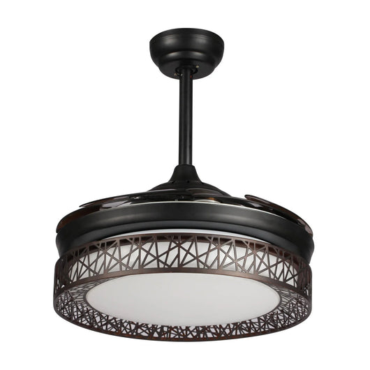 LÚZETE - VENTILATORE DA SOFFITTO CON LUCE LED 32W 4 PALE PLEGABILI FORREST MARRONE