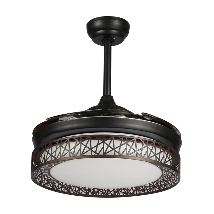 LÚZETE - VENTILATORE DA SOFFITTO CON LUCE LED 32W 4 PALE PLEGABILI FORREST MARRONE