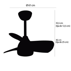 LÚZETE - VENTILATORE DA SOFFITTO LED 17W REGOLABILE MOTORE DC BIANCO SIERRA