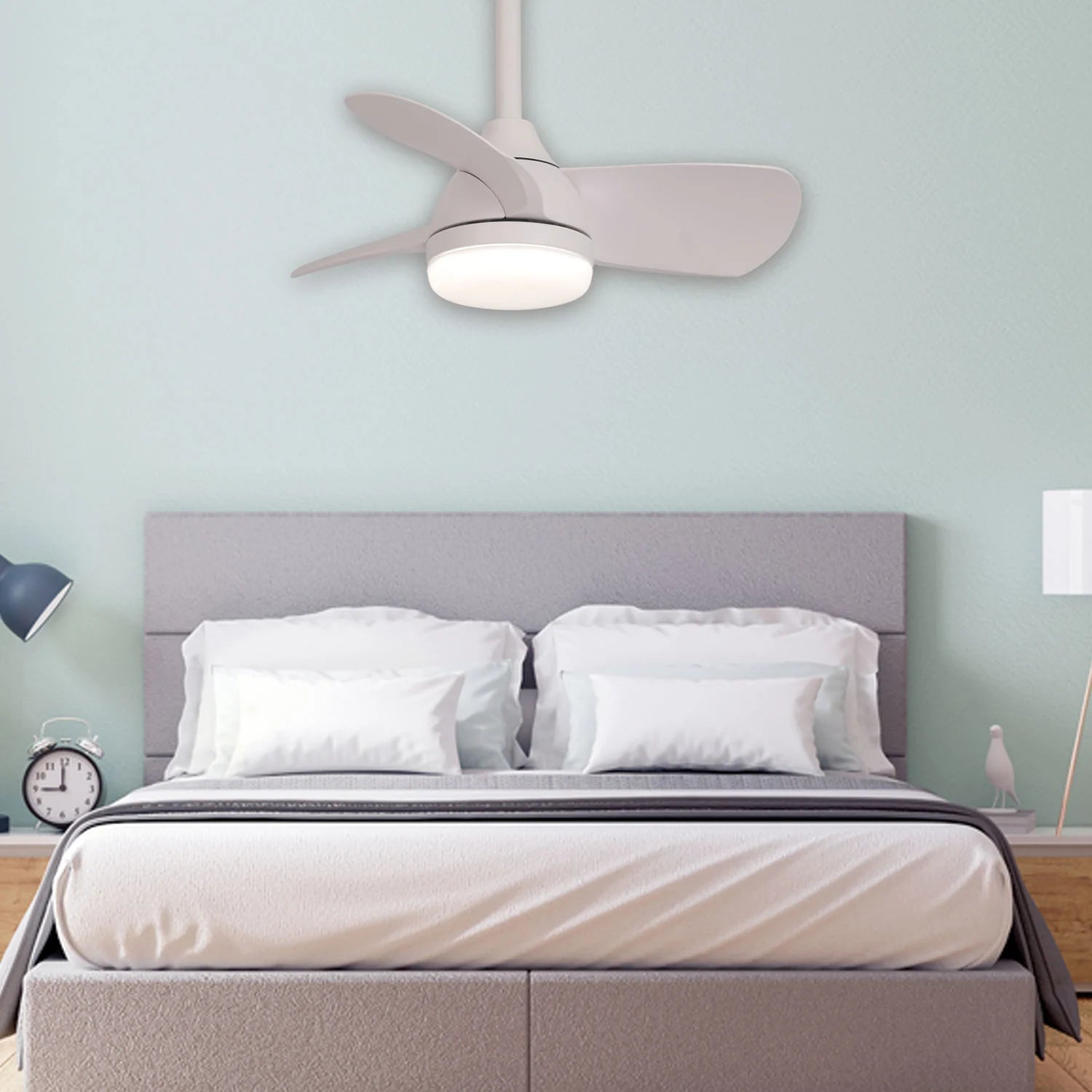 LÚZETE - VENTILATORE DA SOFFITTO LED 17W REGOLABILE MOTORE DC BIANCO SIERRA