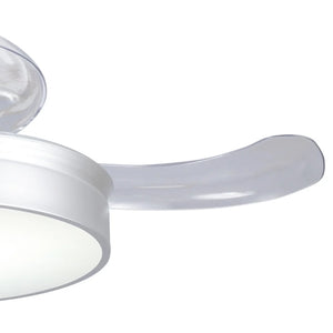 LÚZETE - VENTILATORE DA SOFFITTO LED 24W REGOLABILE ARGENTO 4 PALE PIEGHEVOLI MOTORE DC PALMA