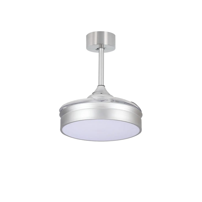 LÚZETE - VENTILATORE DA SOFFITTO LED 24W REGOLABILE ARGENTO 4 PALE PIEGHEVOLI MOTORE DC PALMA
