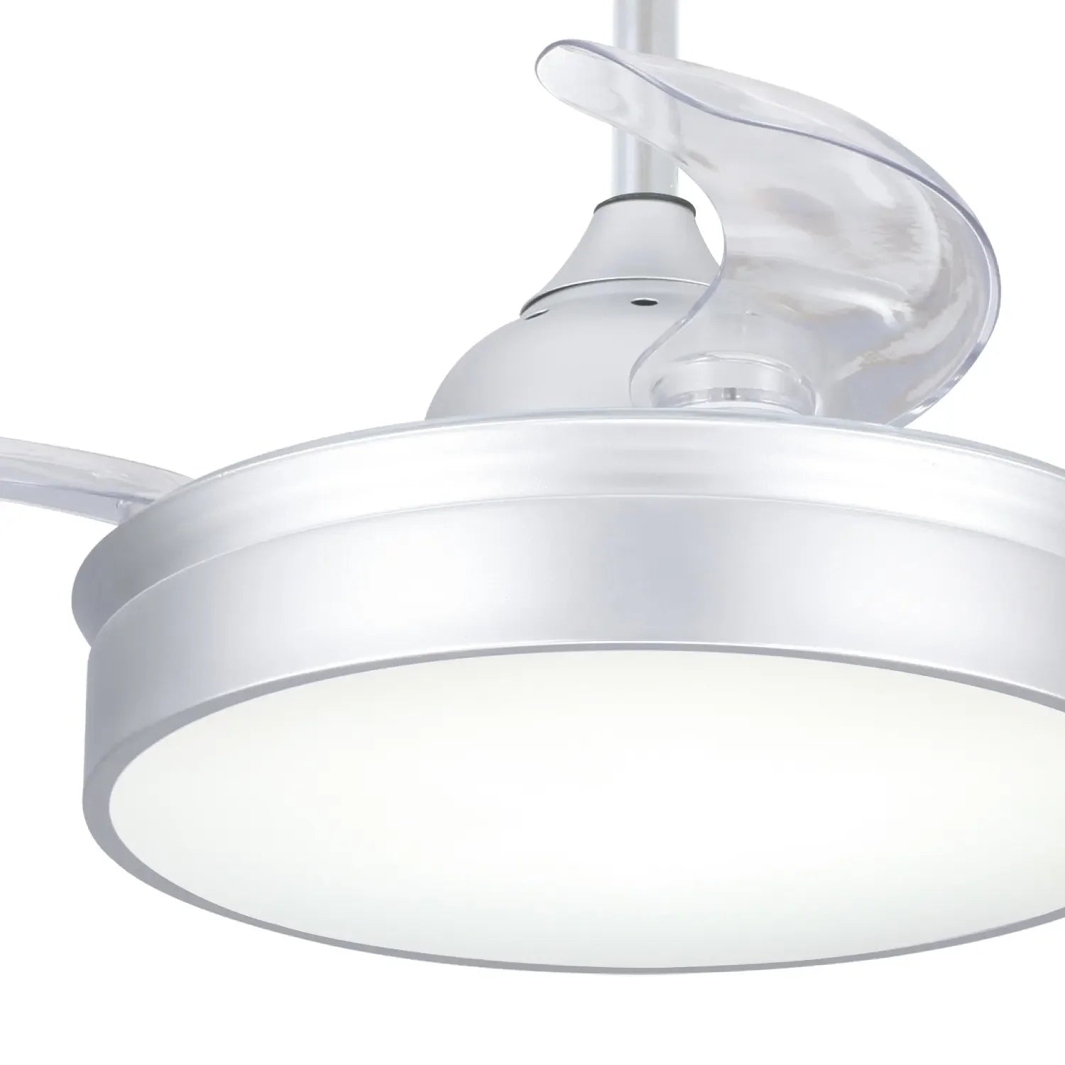 LÚZETE - VENTILATORE DA SOFFITTO LED 24W REGOLABILE ARGENTO 4 PALE PIEGHEVOLI MOTORE DC PALMA
