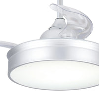 LÚZETE - VENTILATORE DA SOFFITTO LED 24W REGOLABILE ARGENTO 4 PALE PIEGHEVOLI MOTORE DC PALMA