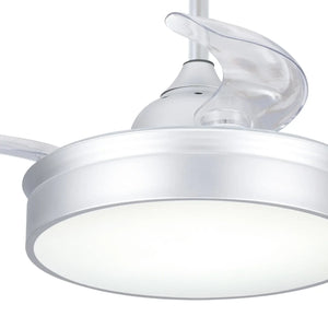 LÚZETE - VENTILATORE DA SOFFITTO LED 24W REGOLABILE ARGENTO 4 PALE PIEGHEVOLI MOTORE DC PALMA