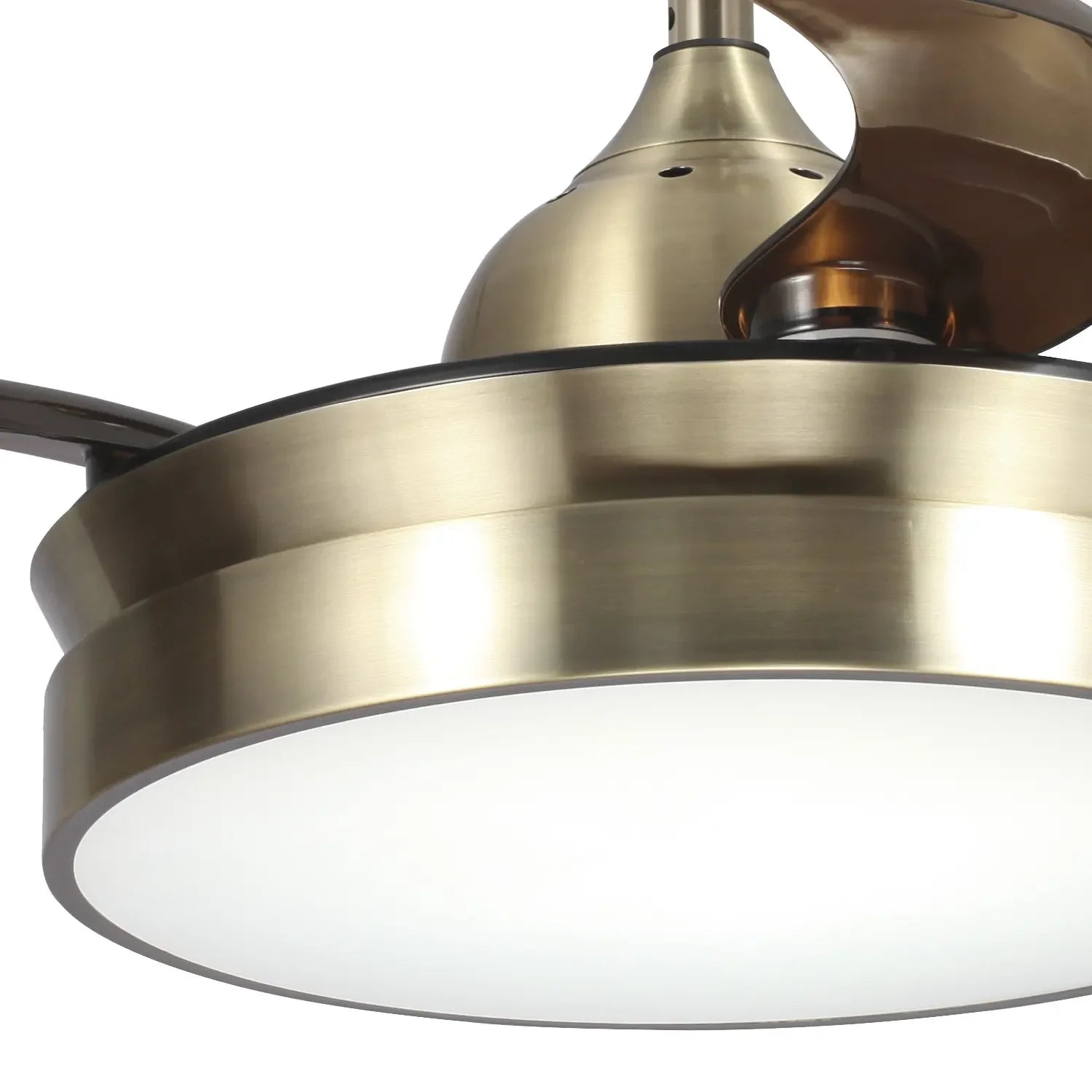 LÚZETE - VENTILATORE DA SOFFITTO LED 24W REGOLABILE IN BRONZO ANTICATO CON 4 PALE PIEGHEVOLI E MOTORE DC PALMA