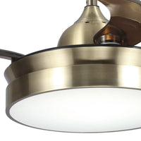LÚZETE - VENTILATORE DA SOFFITTO LED 24W REGOLABILE IN BRONZO ANTICATO CON 4 PALE PIEGHEVOLI E MOTORE DC PALMA