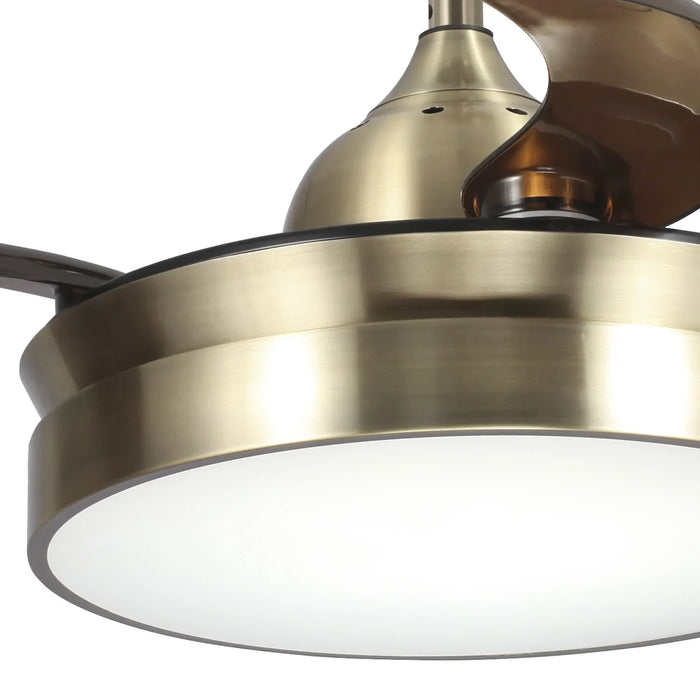 LÚZETE - VENTILATORE DA SOFFITTO LED 24W REGOLABILE IN BRONZO ANTICATO CON 4 PALE PIEGHEVOLI E MOTORE DC PALMA