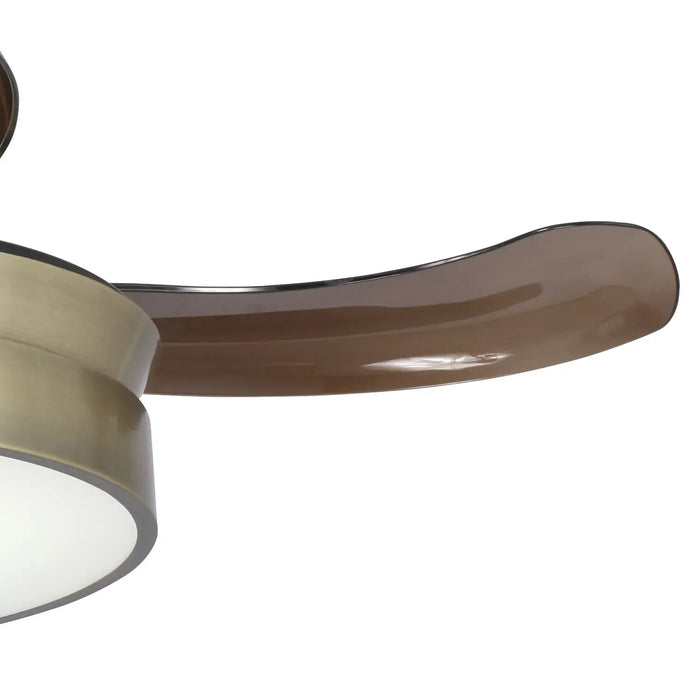 LÚZETE - VENTILATORE DA SOFFITTO LED 24W REGOLABILE IN BRONZO ANTICATO CON 4 PALE PIEGHEVOLI E MOTORE DC PALMA