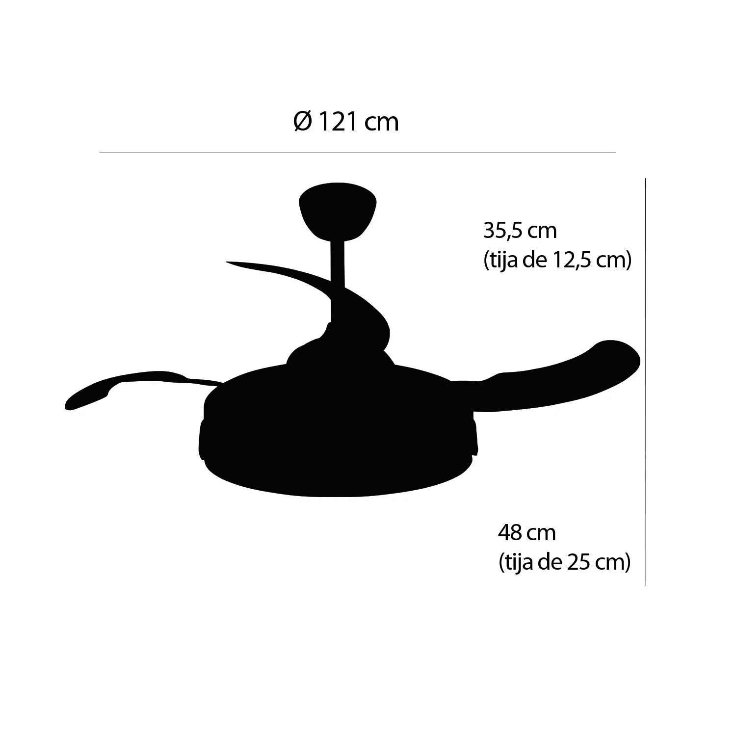 LÚZETE - VENTILATORE DA SOFFITTO LED 35W 4 PALE RITRAIBILI WIFI CHARLESTON