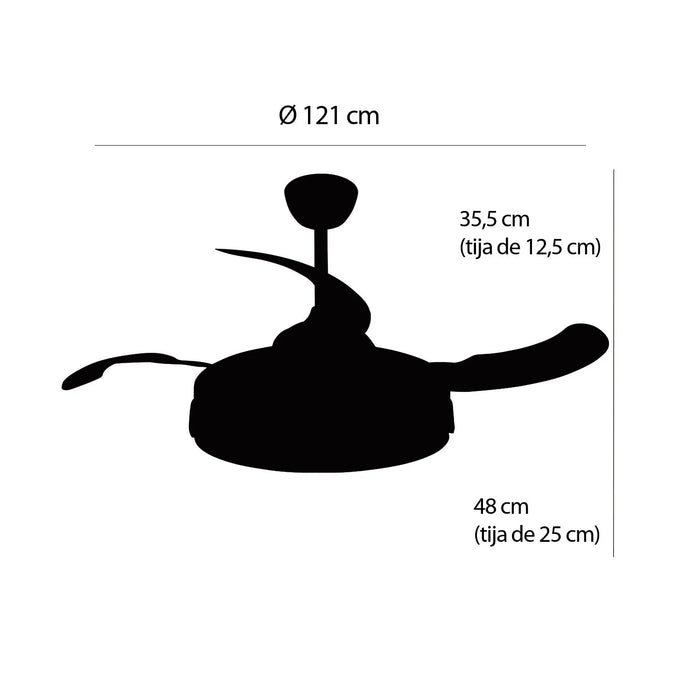 LÚZETE - VENTILATORE DA SOFFITTO LED 35W 4 PALE RITRAIBILI WIFI CHARLESTON