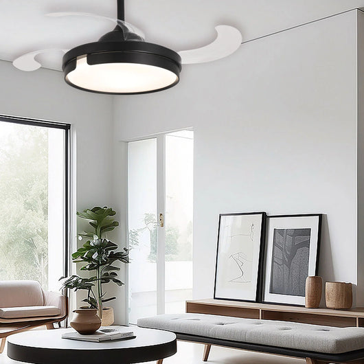 LÚZETE - VENTILATORE DA SOFFITTO LED 38W REGOLABILE 4 PALE PIEGHEVOLI NASHVILLE