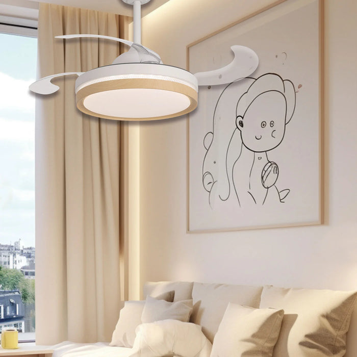 LÚZETE - VENTILATORE DA SOFFITTO LED 38W REGOLABILE 4 PALE PIEGHEVOLI TUCSON