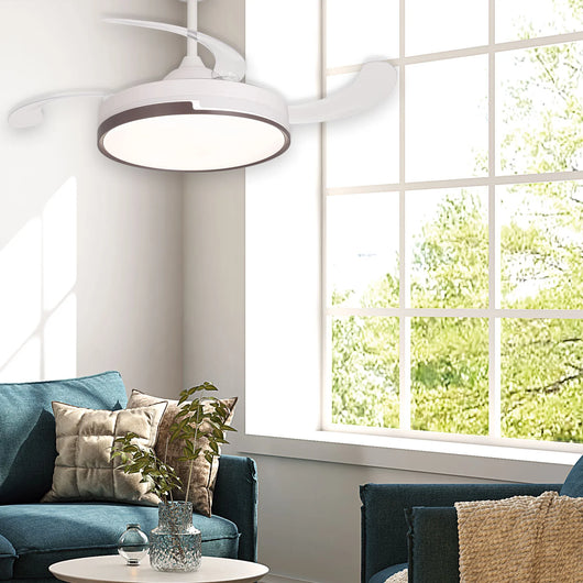 LÚZETE - VENTILATORE DA SOFFITTO LED 48W REGOLABILE CON 4 PALE PIEGHEVOLI SKYLER