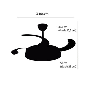 LÚZETE - VENTILATORE DA SOFFITTO LED 48W REGOLABILE CON 4 PALE PIEGHEVOLI WELLINGTON