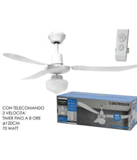 Ventilatore Da Soffitto Reversibile Con Lampadario Telecomando Integrato 70 Watt         