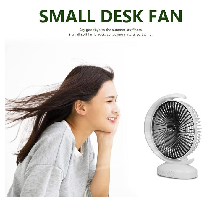 Trade Shop - Ventilatore Da Tavolo Usb Silenziosa Con Rotazione Testa Flusso D'aria A 3 Livelli -