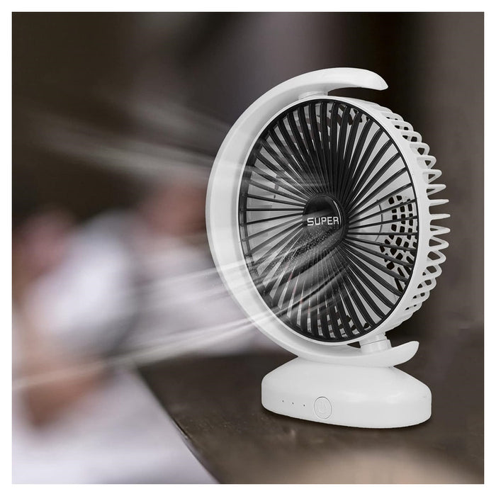 Trade Shop - Ventilatore Da Tavolo Usb Silenziosa Con Rotazione Testa Flusso D'aria A 3 Livelli -