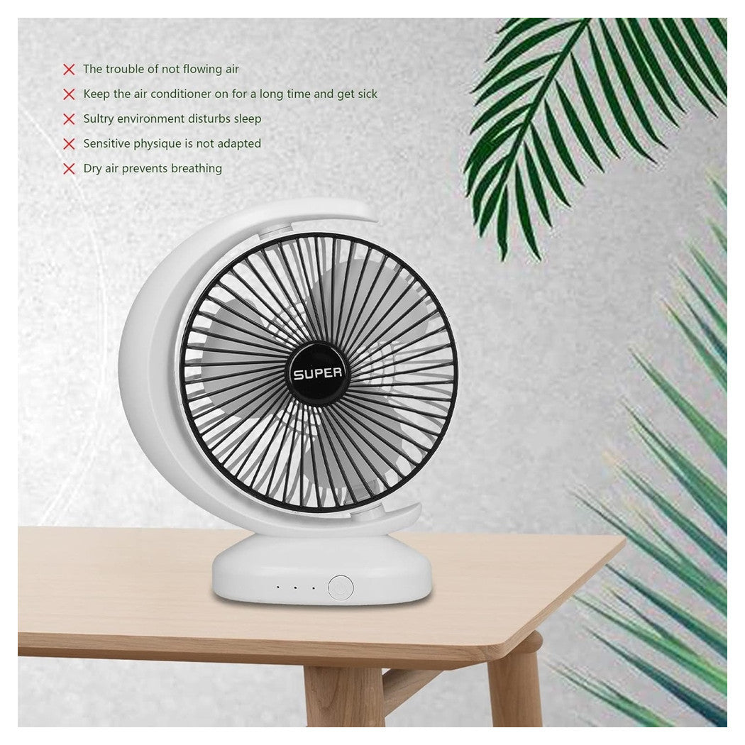Trade Shop - Ventilatore Da Tavolo Usb Silenziosa Con Rotazione Testa Flusso D'aria A 3 Livelli -