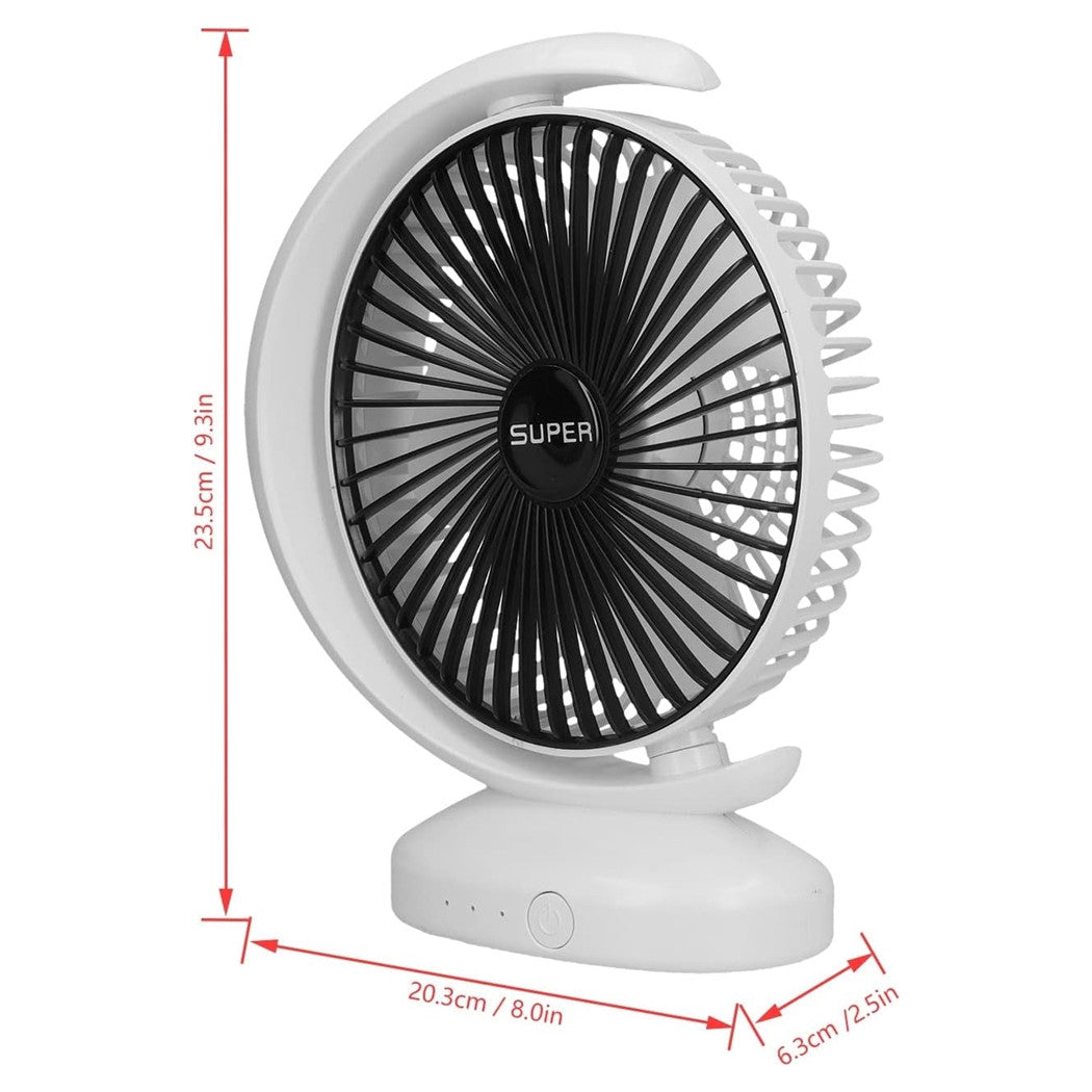 Trade Shop - Ventilatore Da Tavolo Usb Silenziosa Con Rotazione Testa Flusso D'aria A 3 Livelli -