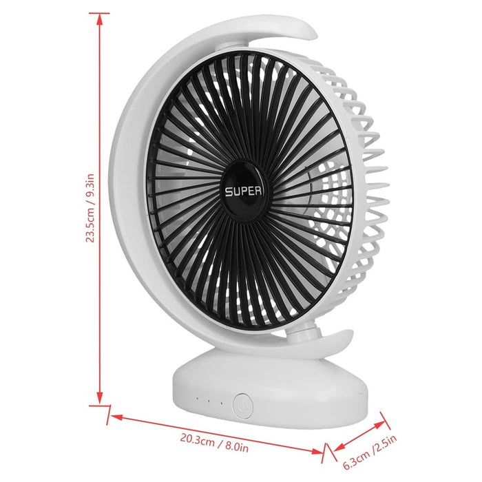 Trade Shop - Ventilatore Da Tavolo Usb Silenziosa Con Rotazione Testa Flusso D'aria A 3 Livelli -