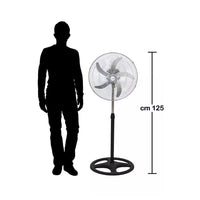 Trade Shop - Ventilatore In Acciaio 65w A Piantana Antiribaltamento Con 5 Pale 3 Velocità 6057001ml -