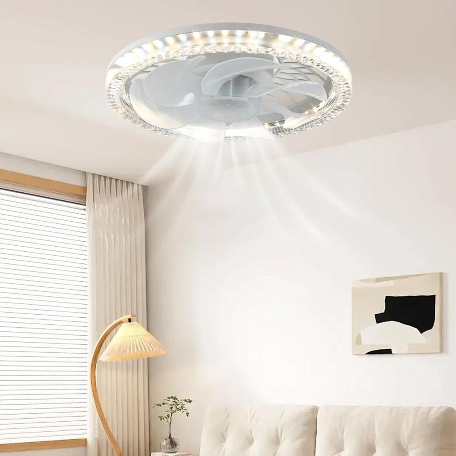 Ventilatore lampada led E27 dimmerabile 3 COLORI LUCE 45W con telecomando 30cm - ZENCOCCO